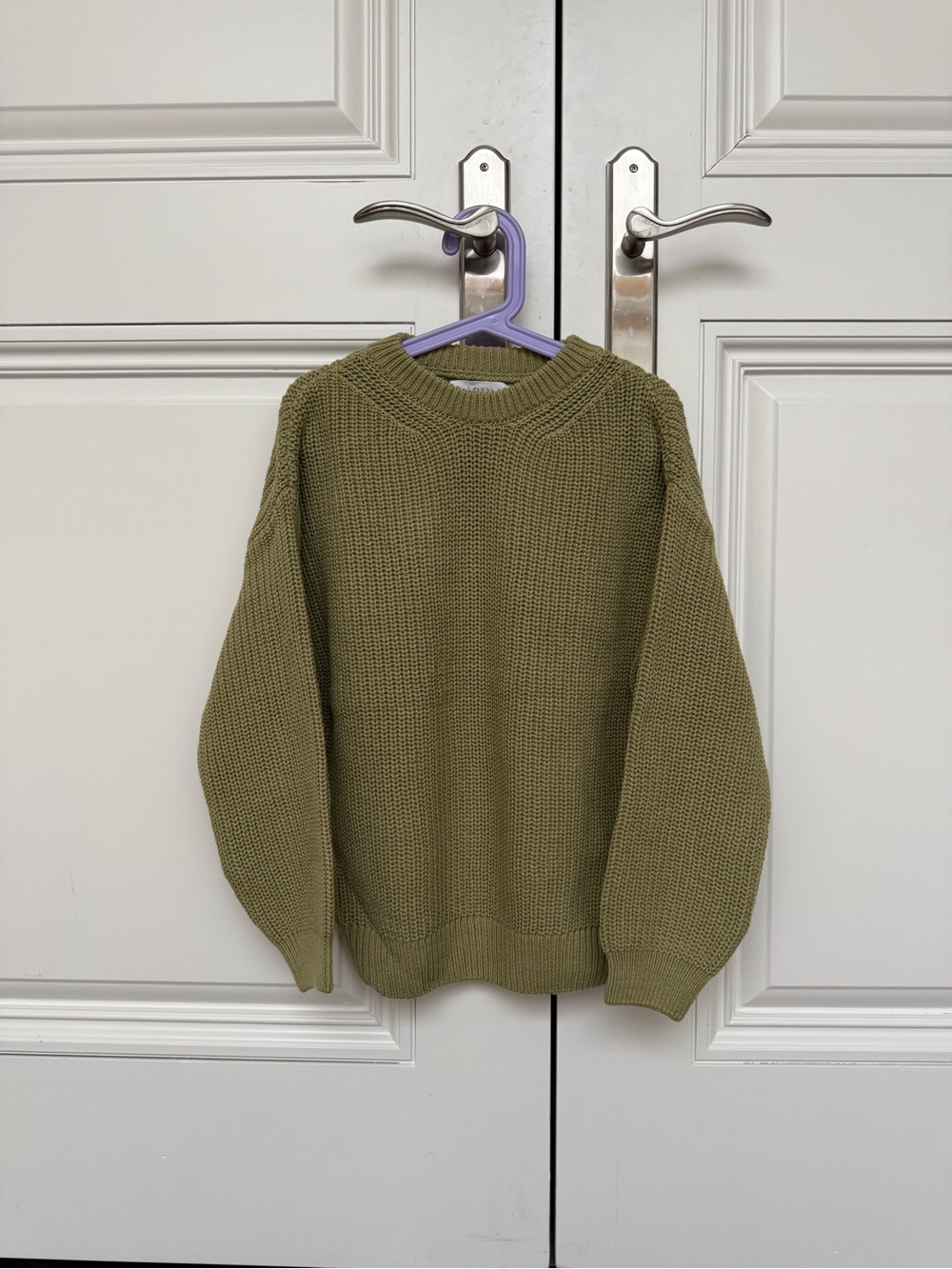 New Zara Olive Green Crewneck Knit Sweater